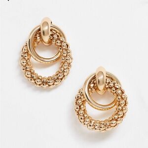 ASOS DESIGN earrings with textured link design in gold tone